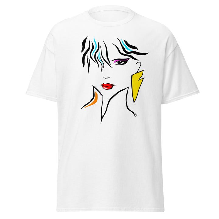 White Classic Men's T-Shirt, Vintage 80s Fashion, by Patrick Nagel