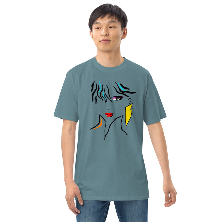 Agave Blue Premium Men's T-Shirt, Vintage 80s Fashion, Inspired by Patrick Nagel