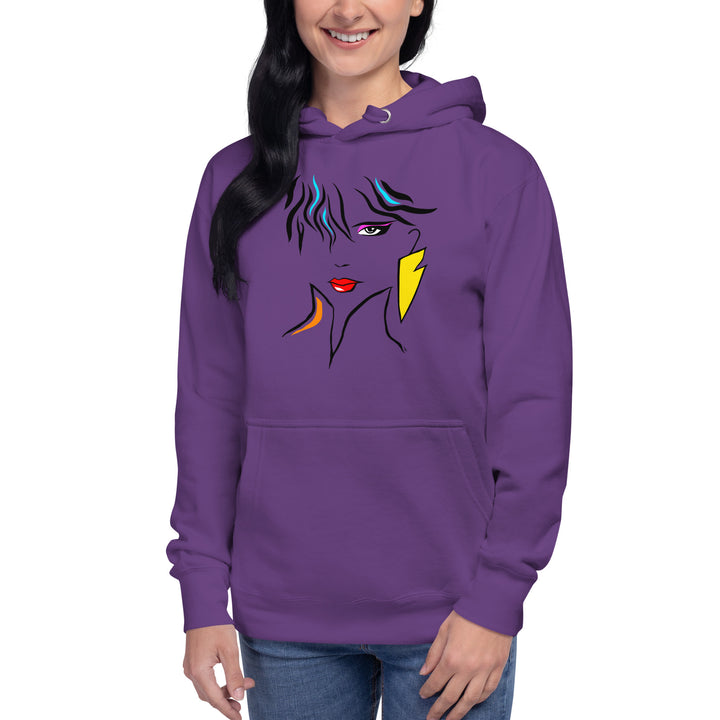 Purple Unisex Hoodie Sweatshirt, Vintage 80's Fashion, Inspired by Patrick Nagel