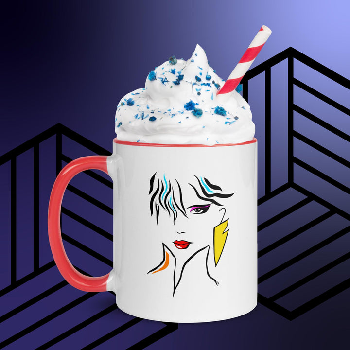 Red Mug, Vintage 80's Fashion, Inspired by Patrick Nagel