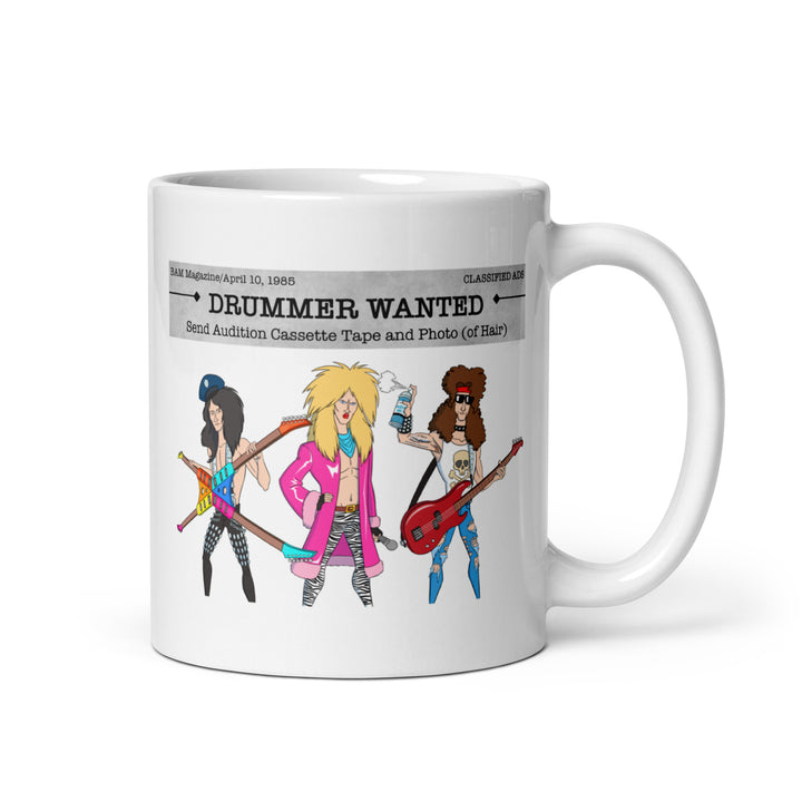 White Mug, Vintage 80s Style, 80s Hair Metal