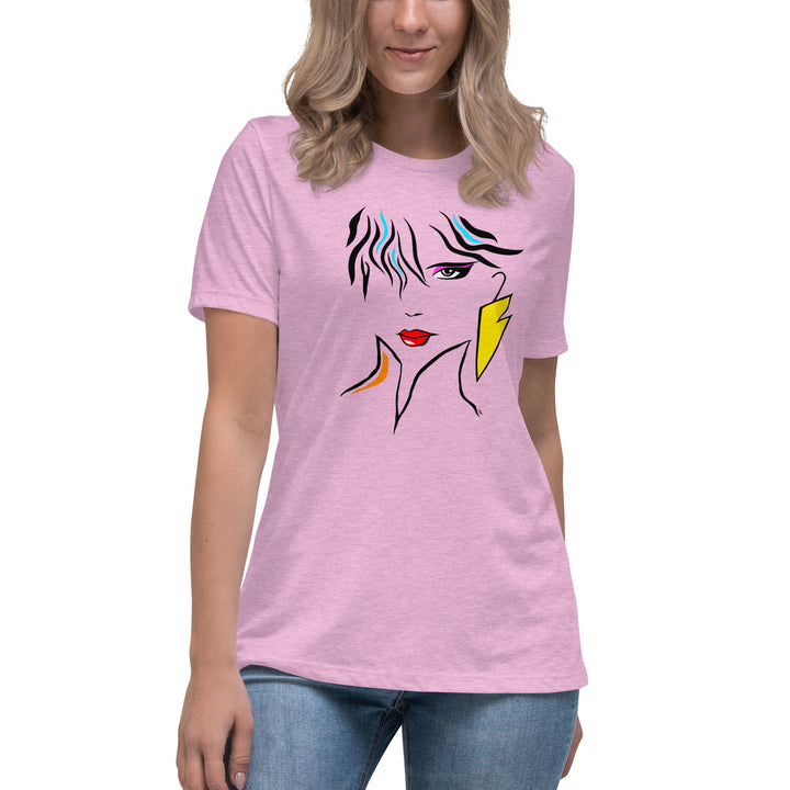 Heather Prism Lilac Relaxed Women's T-Shirt, Vintage 80s Fashion, Inspired by Patrick Nagel