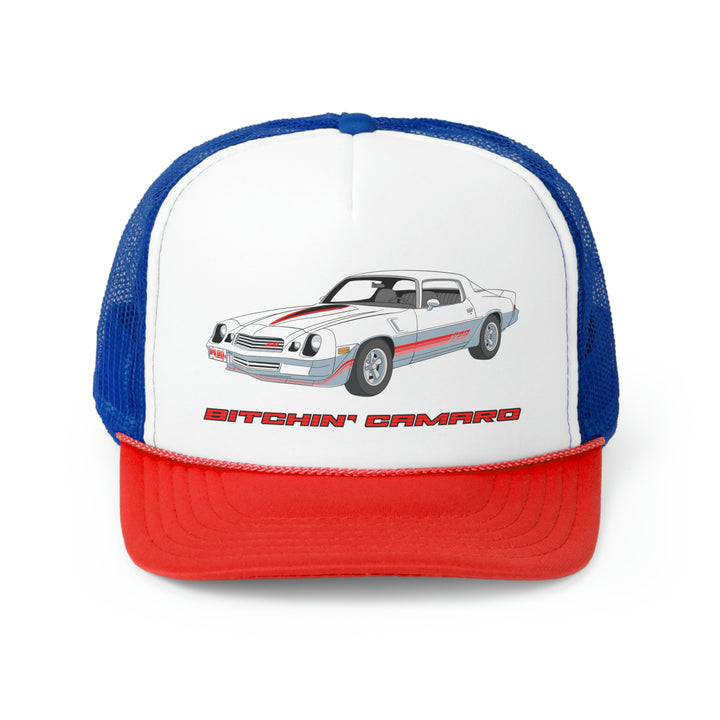 Bitchin Camaro Red Car Trucker Cap