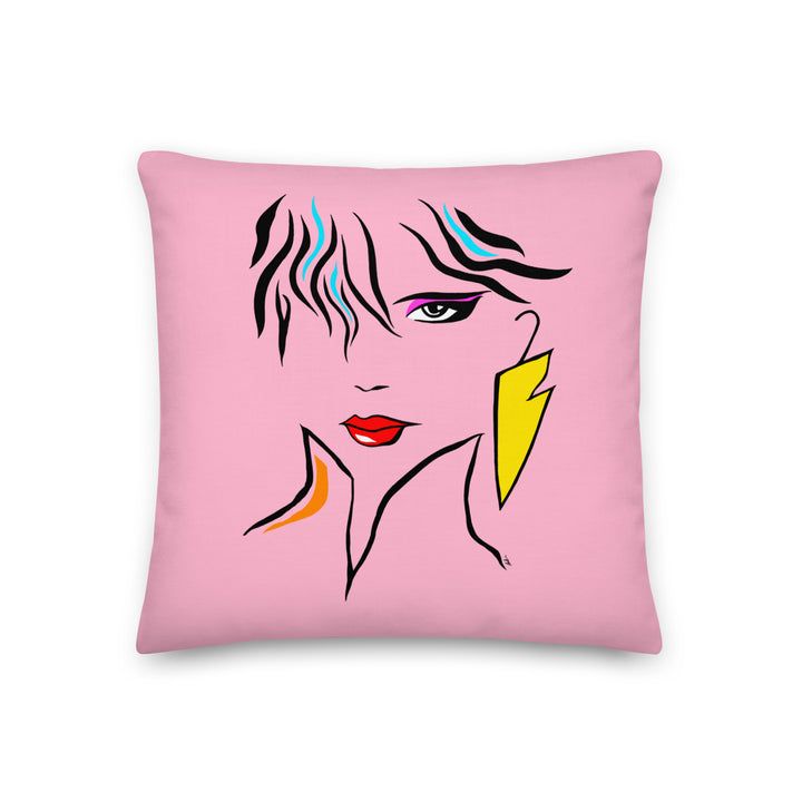 Pink Premium Pillow, Vintage 80's Fashion, Inspired by Patrick Nagel