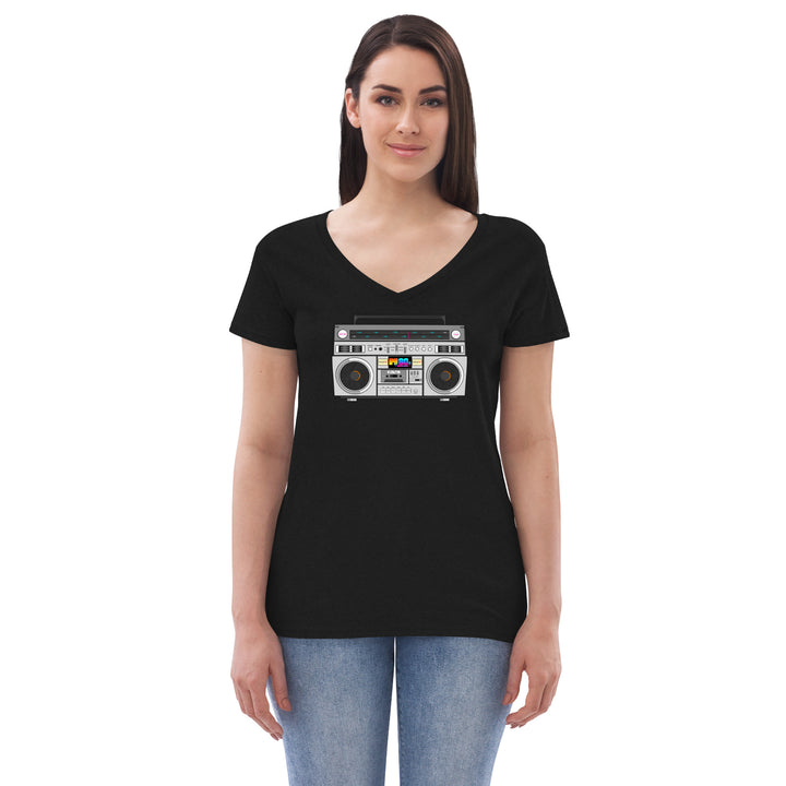 My80sStore Boombox Women’s Eco-friendly V-neck t-shirt